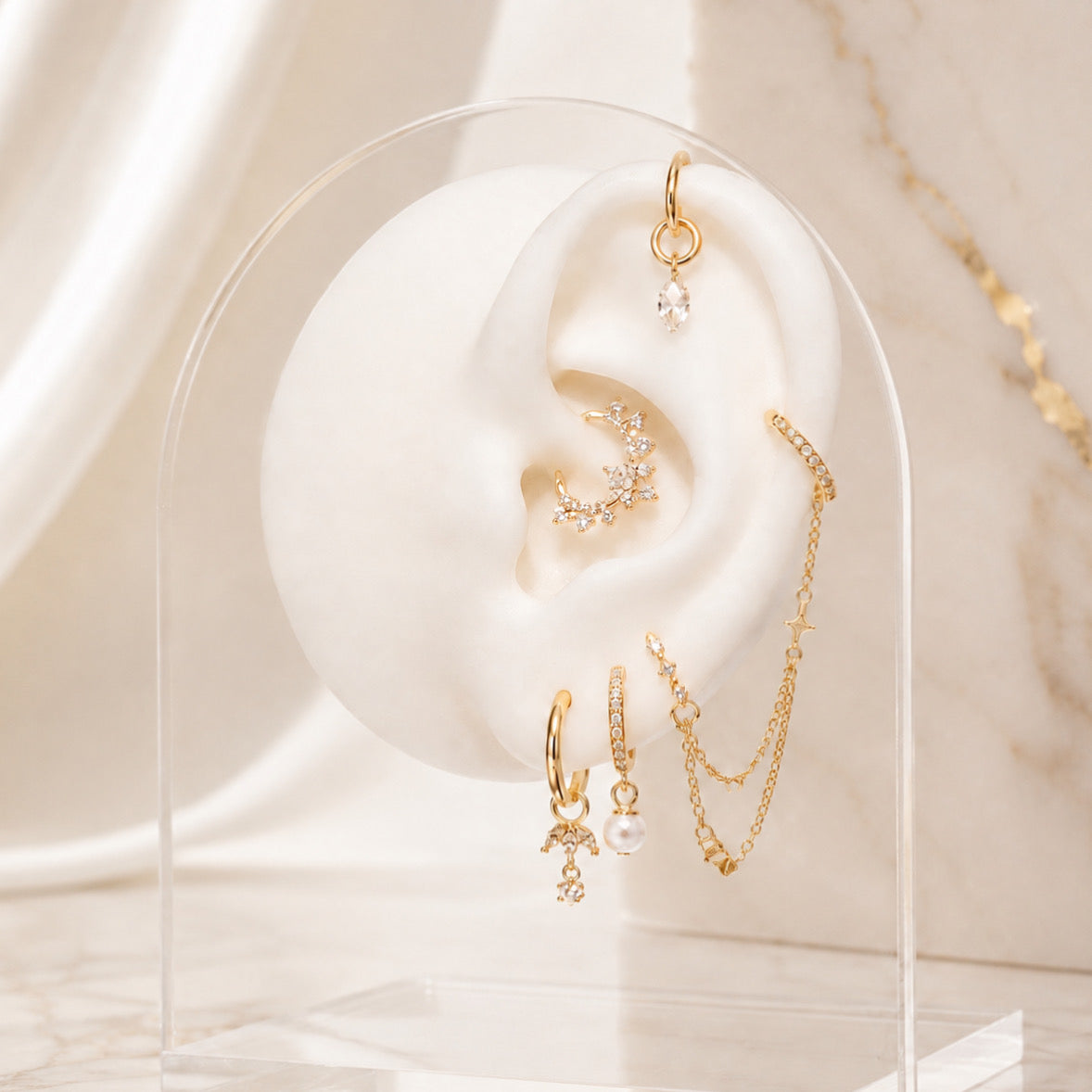 Isla Pearl Hoop Earrings - 14K Solid Gold