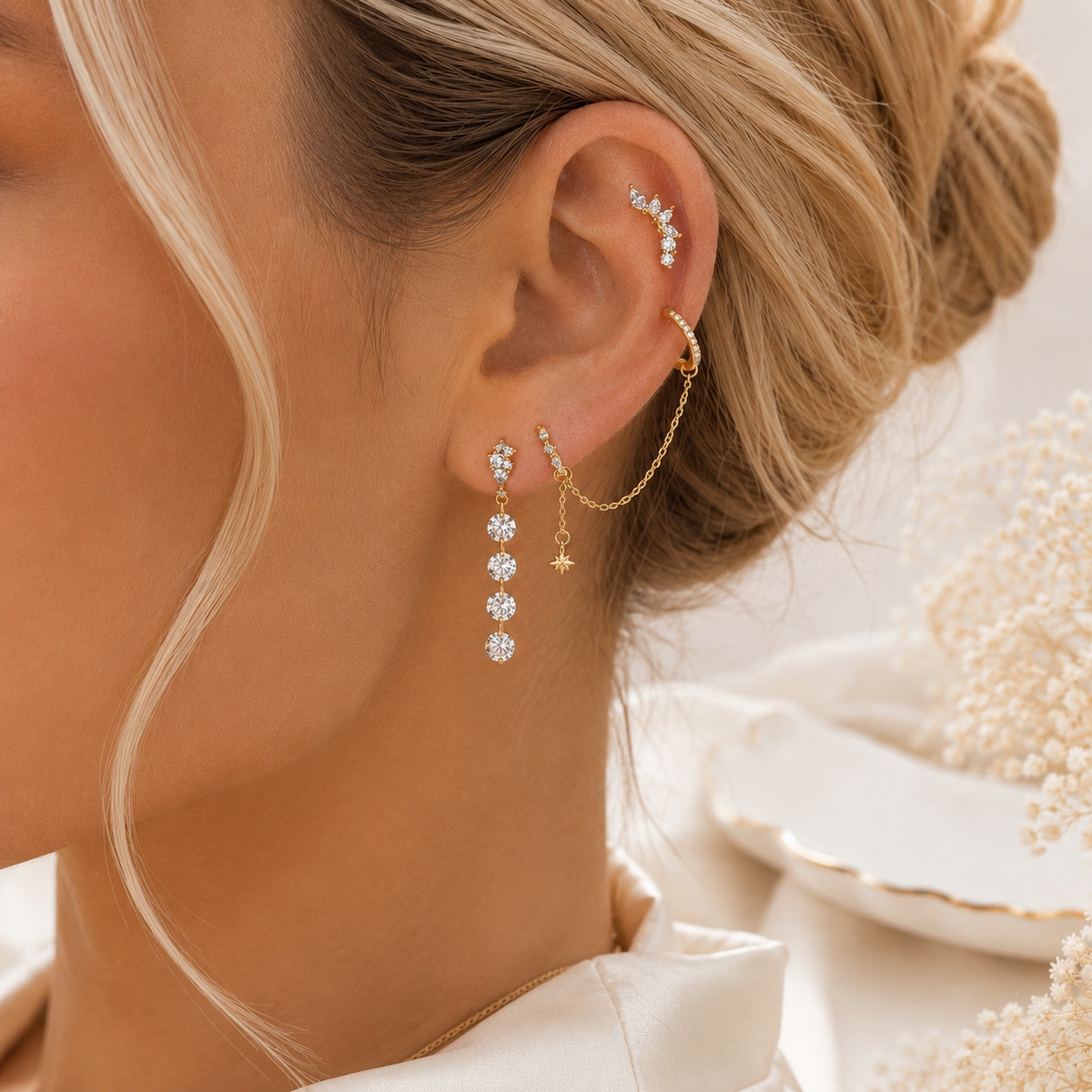 Amanda Flat Back Stud - Gold Vermeil