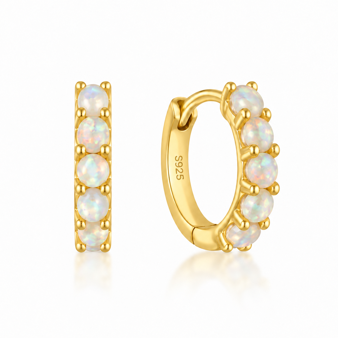 Selene Opal Hoop Earrings - Gold Vermeil