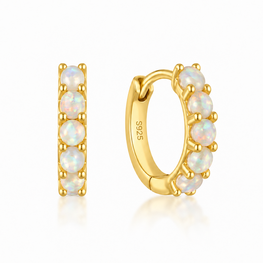 Selene Opal Hoop Earrings - Gold Vermeil