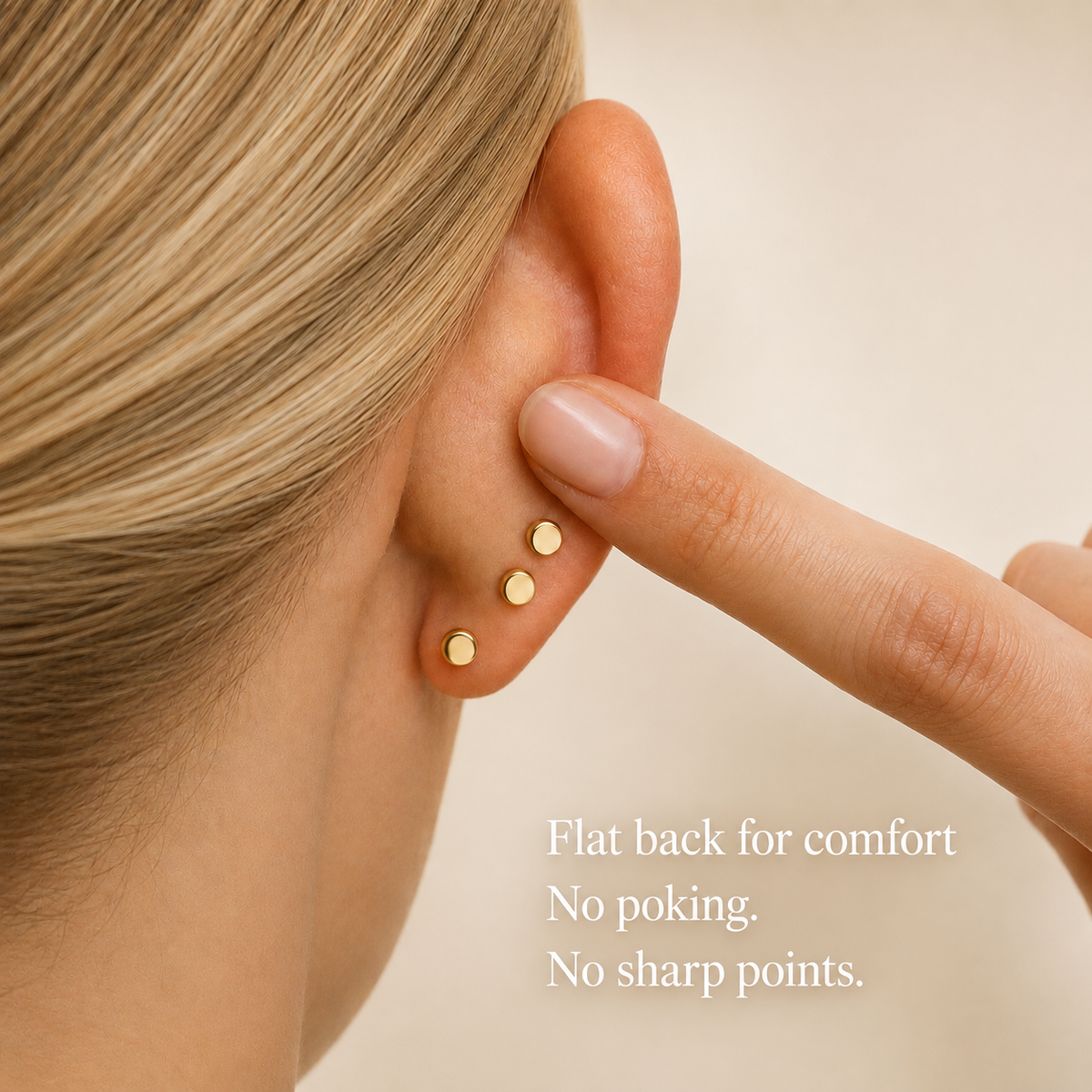 Amanda Flat Back Stud - Gold Vermeil