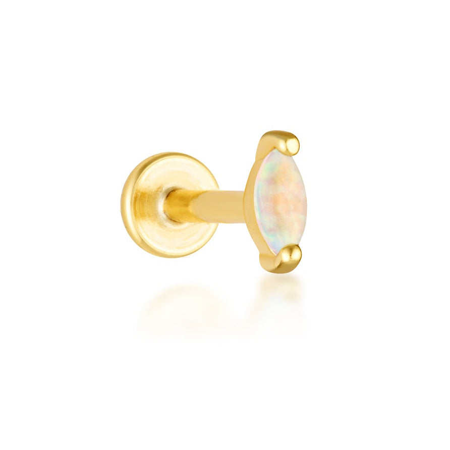 Aurora Opal Flat Back Stud - Gold Vermeil