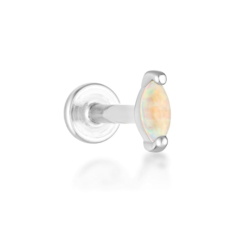 Aurora Opal Flat Back Stud - Gold Vermeil