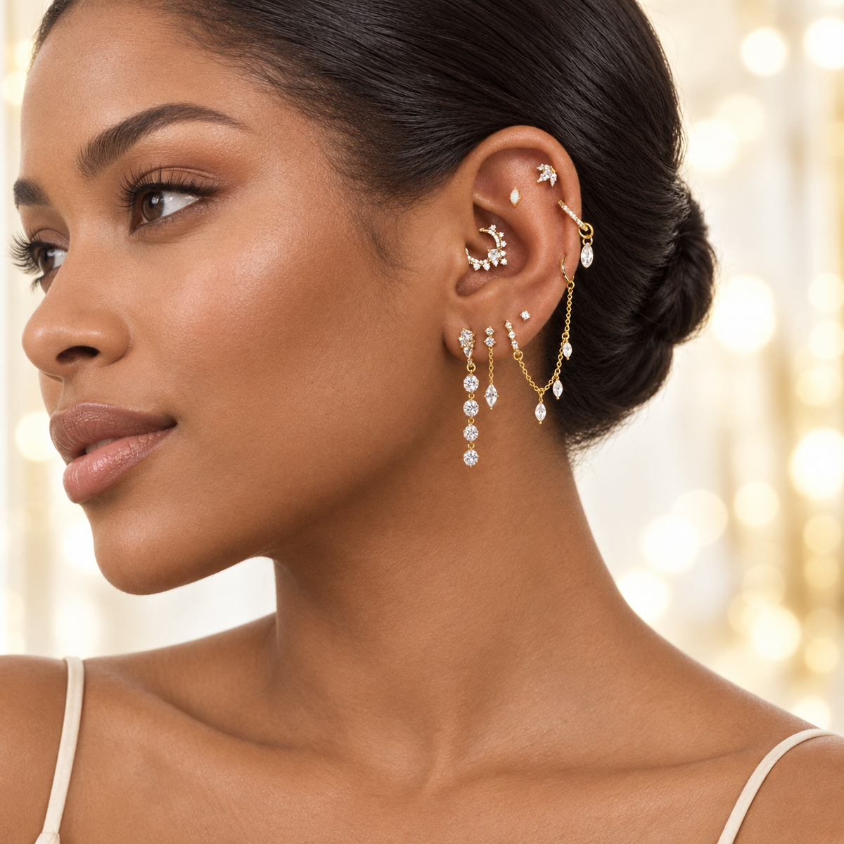 Aurora Opal Flat Back Stud - Gold Vermeil