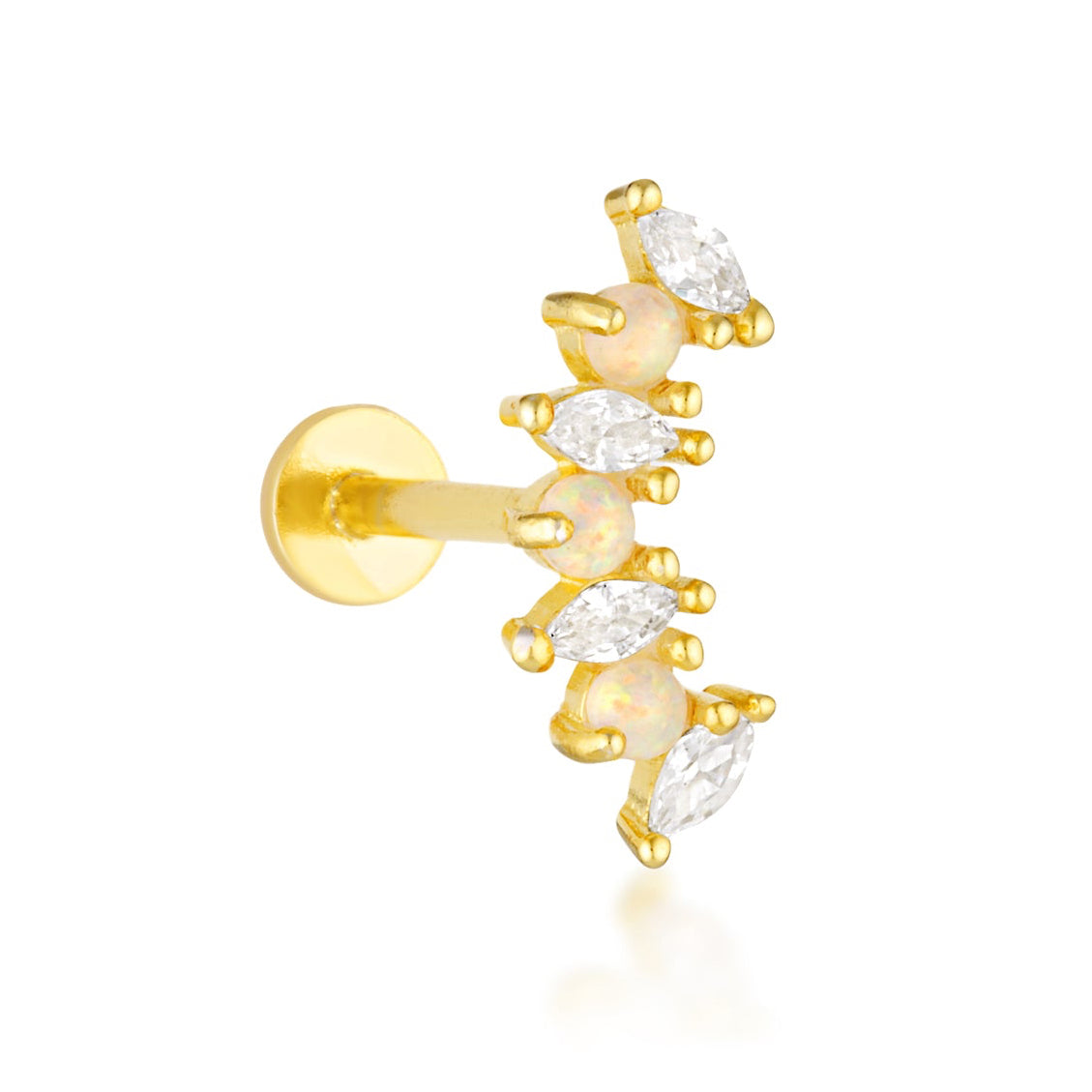 Bridget Opal Flat Back Stud - Gold Vermeil
