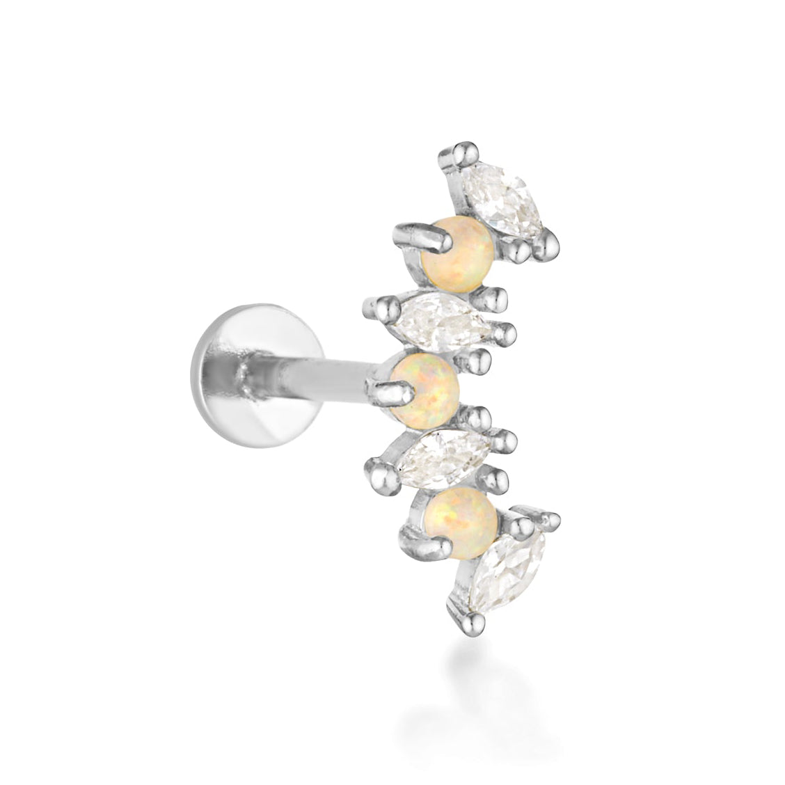 Bridget Opal Flat Back Stud - Gold Vermeil