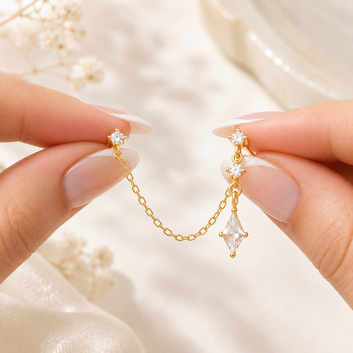 Alice Flat Back Chain Earring - Gold Vermeil