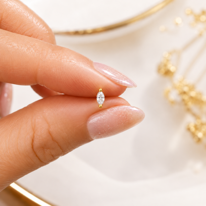 Elsie Flat Back Stud - 14K Solid Gold