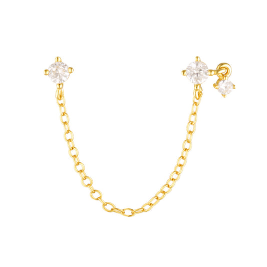 Emily Flat Back Chain Earring - Gold Vermeil