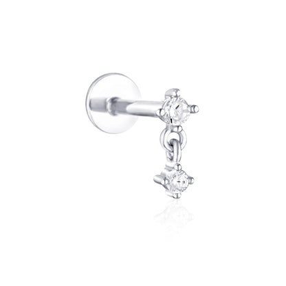 drop crystal flat back cartilage stud
