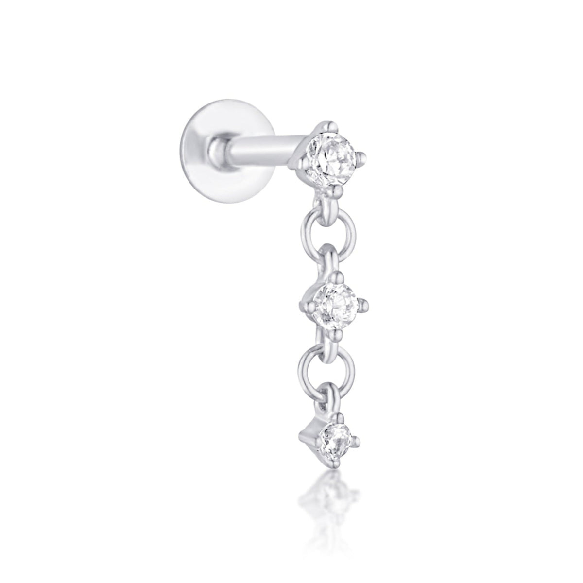 drop crystal flat back cartilage stud