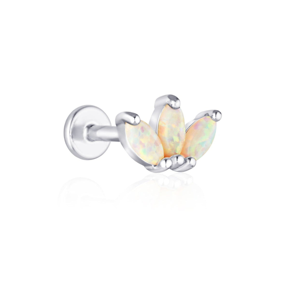 opal marquise crown flat back cartilage stud