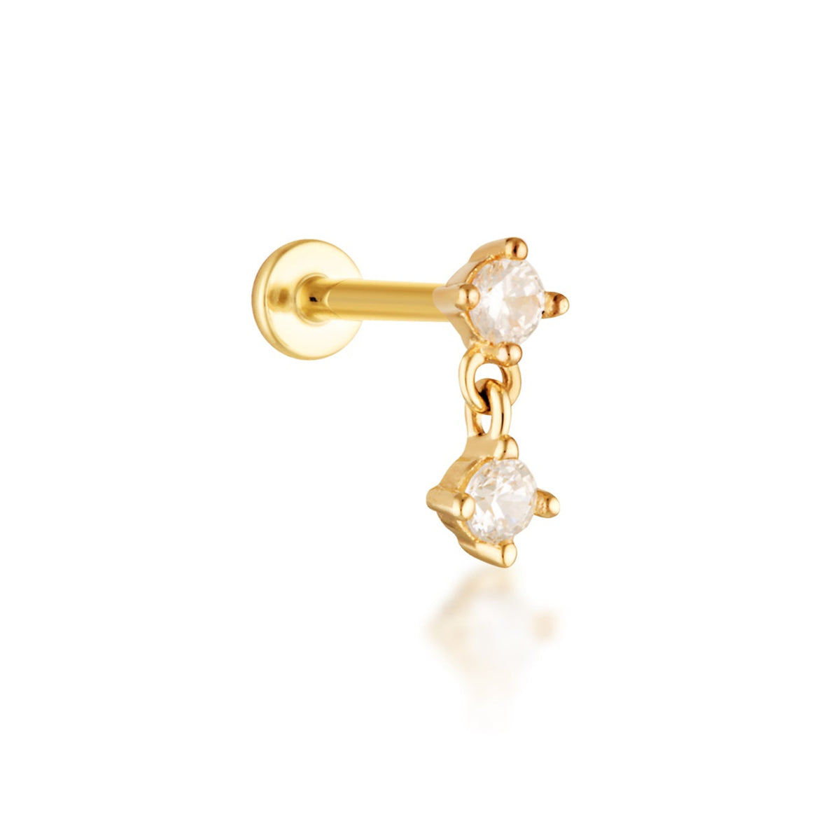 solid gold cartilage stud