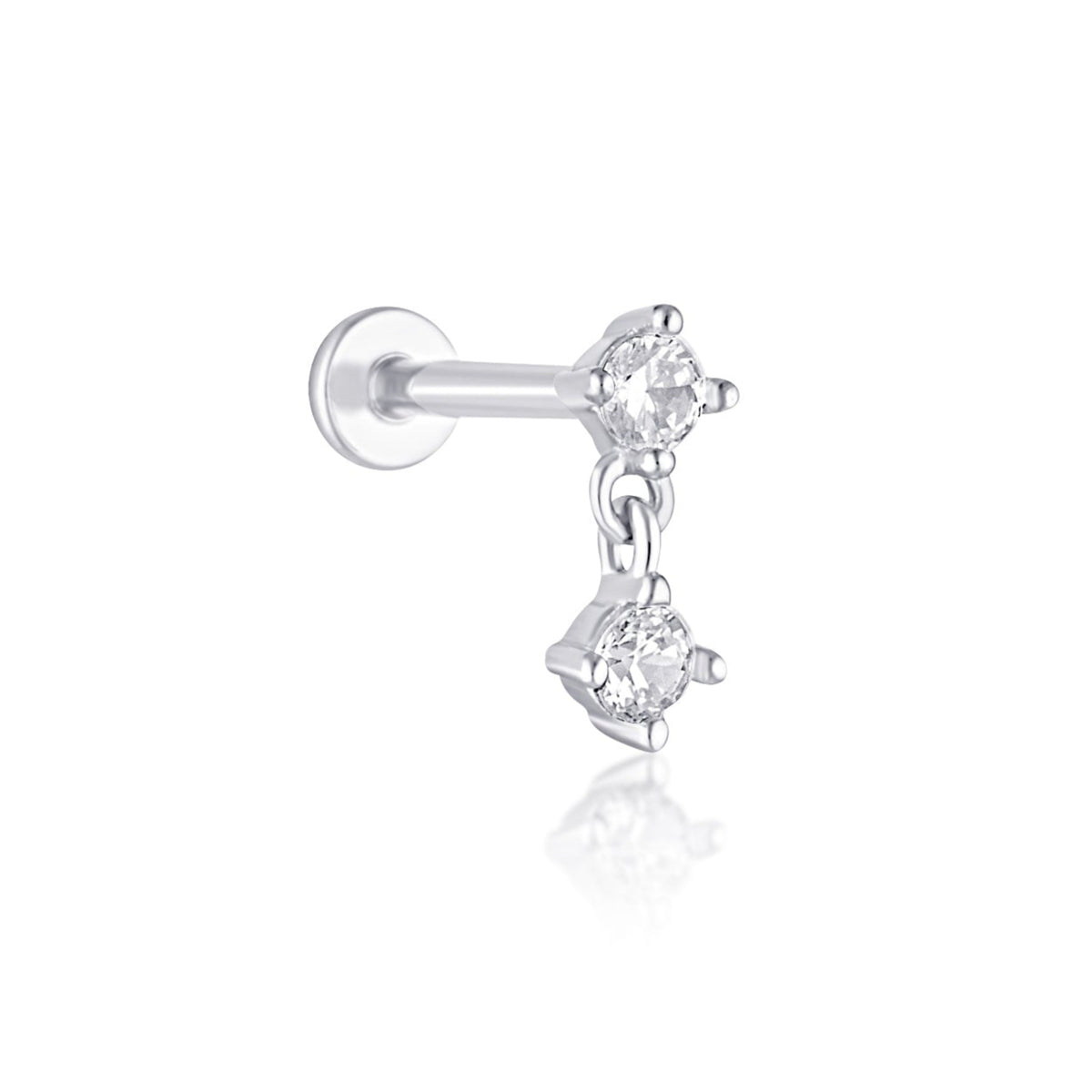 white gold flat back cartilage stud