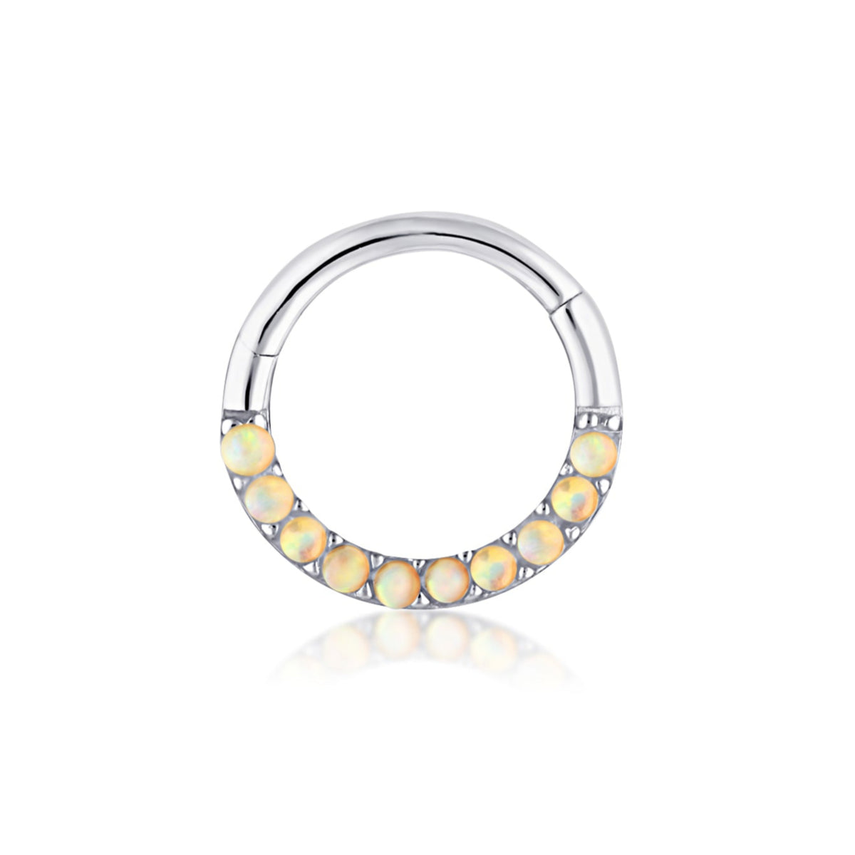 white gold opal daith hoop