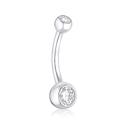 white gold navel barbell