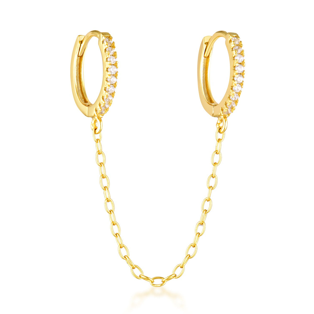 two earring hoops with chain