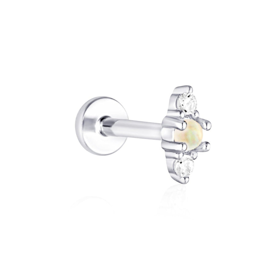 opal flat back cartilage stud