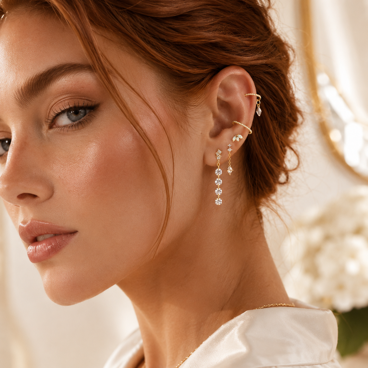Sonia Opal Flat Back Stud - Gold Vermeil