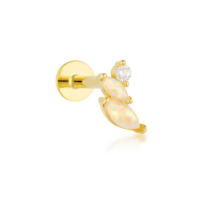 Harper Opal Flat Back Stud - Gold Vermeil