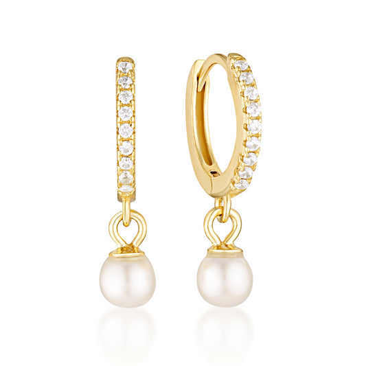 Isla Pearl Hoop Earrings - Gold Vermeil