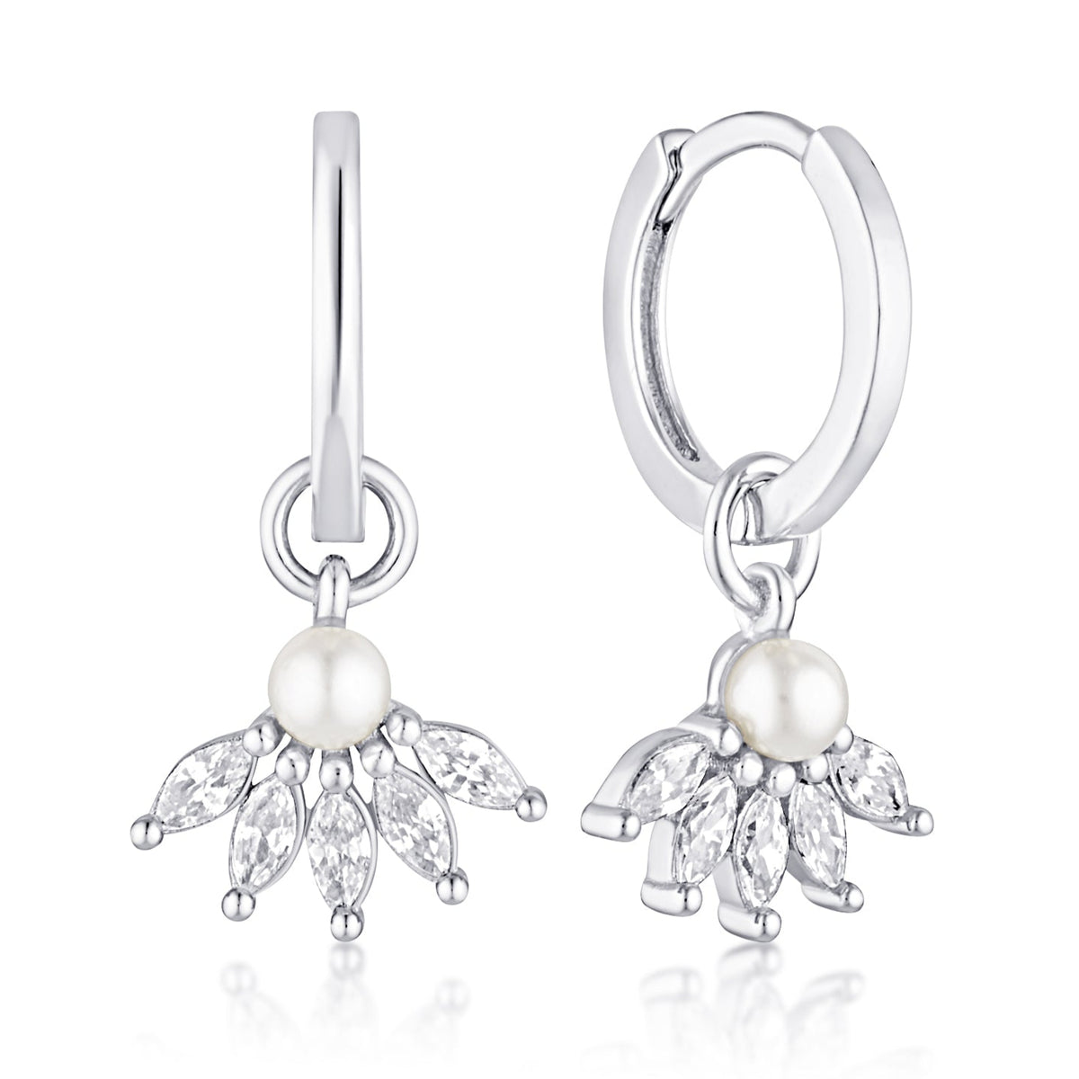 pearl drop marquise hoop earrings