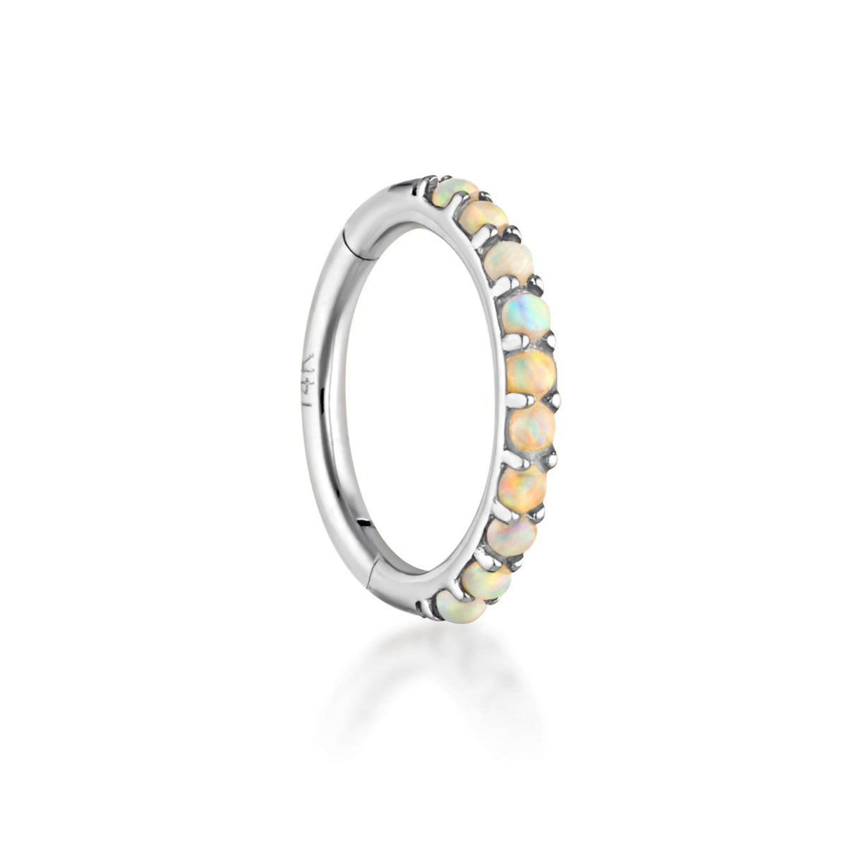 solid gold opal cartilage hoop