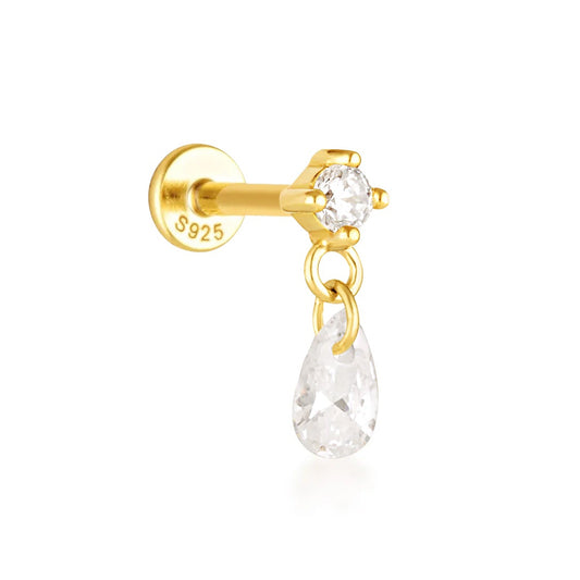 Jessica Flat Back Stud - Gold Vermeil