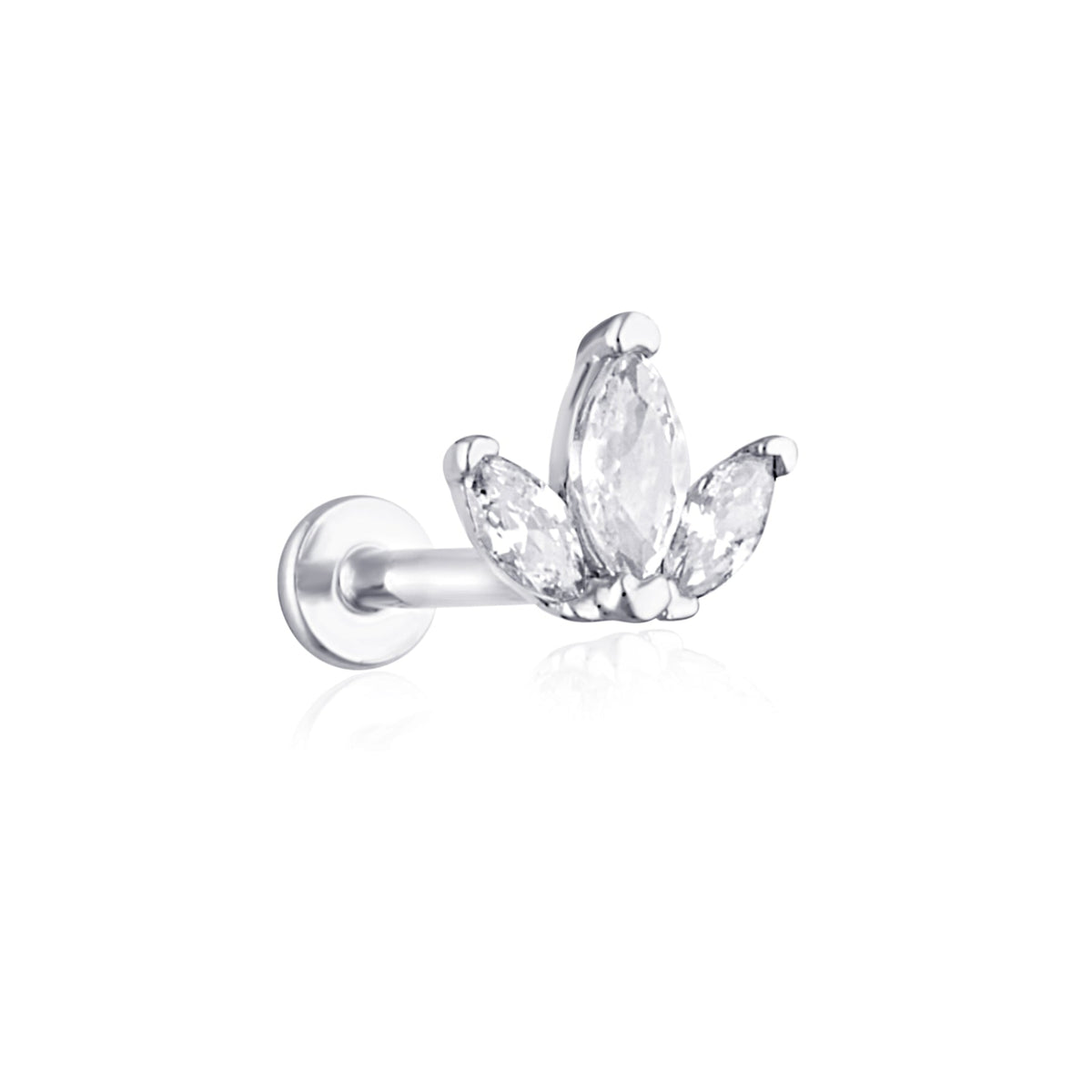 white gold flat back cartilage stud