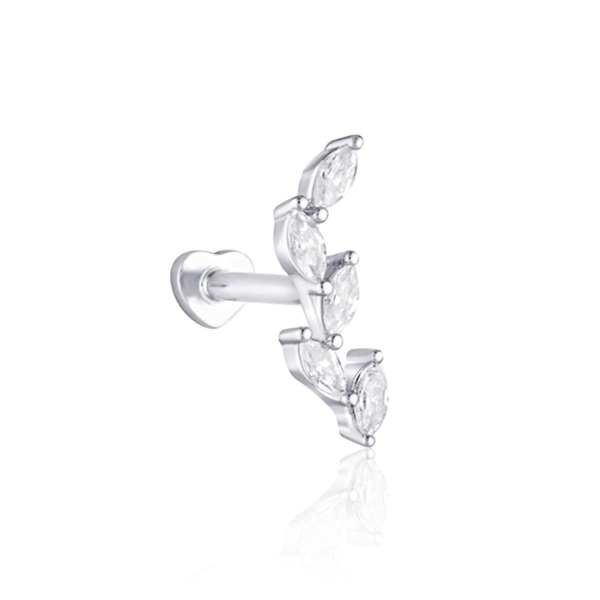 leaf shaped flat back cartilage stud