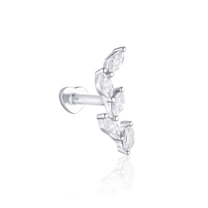 leaf shaped flat back cartilage stud