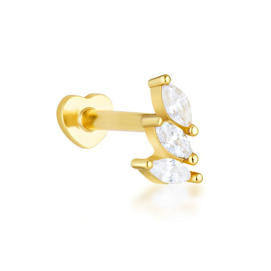 Vivian Flat Back Stud - 14K Solid Gold